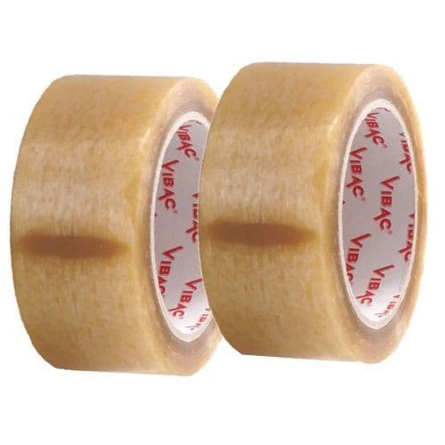 Box of 36 rolls of Vibac brown packing tape for industrial carton sealing and shipping UK