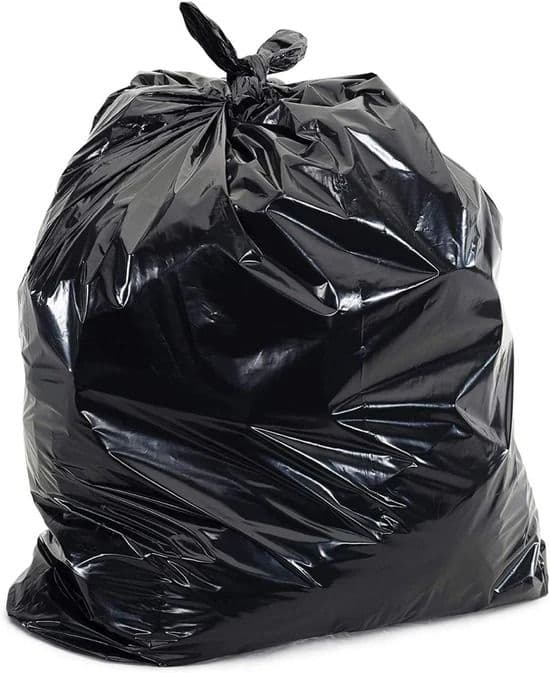 Roll of heavy-duty black refuse sacks for industrial waste management and commercial use UK